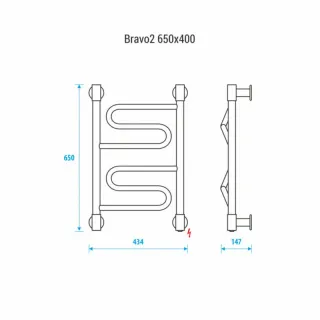 Электрический полотенцесушитель Energy Bravo2 EETRBRAVO2654000000 40x65 см кнопка справа хром